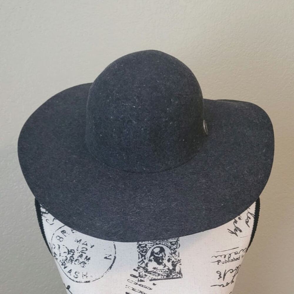 Paris Las Vegas Dark Grey Wide Brim Floppy Wool Hat